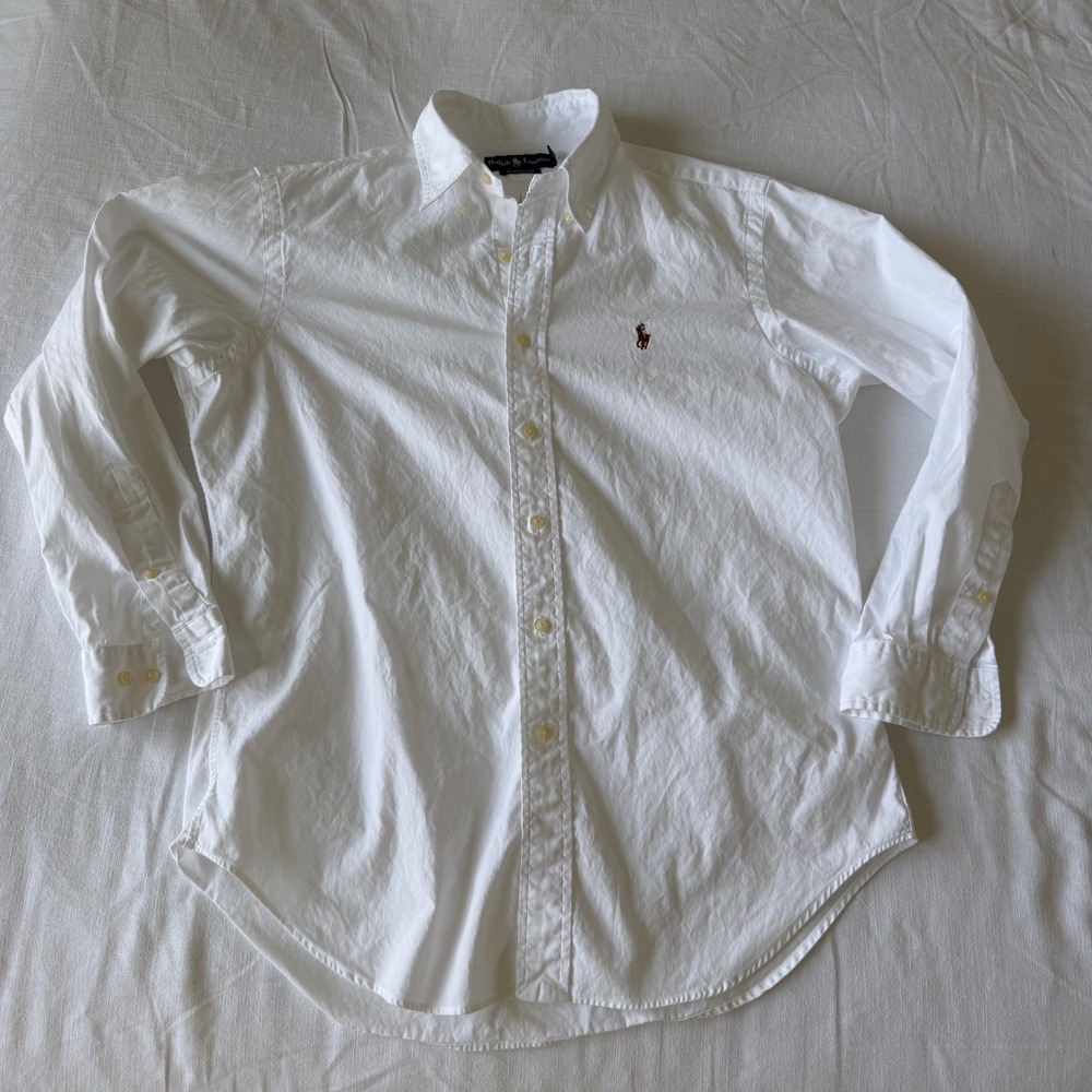 90's Ralph Lauren Classic Fit Button Down Shirt 15.5 32/33 Cotton Flesh Pony - Picture 4 of 6